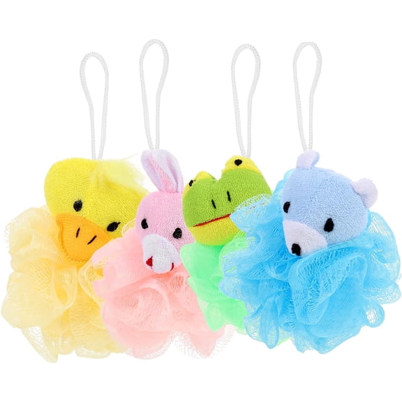 4pcs Cartoon Bath Ball Set Shower for Bath Bath Items Cleaning Scrubber Body Loofah Sponge Foam Body Sponges Shower Pouf Cartoon Shower Loofah Body Wash Loofah Body