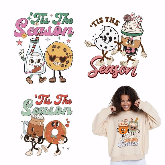 4pcs Cartoon Desserts Iron on Decals for Clothing Funny Snacks Heat Transfer Stickers Iron on Patches for DIY Clothes Kid's Washable Heat Press