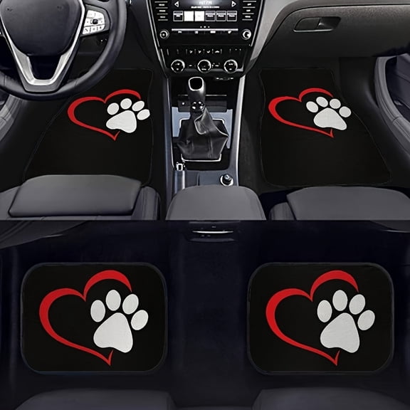 4pcs Cartoon Dog Paw Car Foot Pad: Universal Anti-Slip Protection & Dust-Proof Car Accessories for Front & Rear Seats