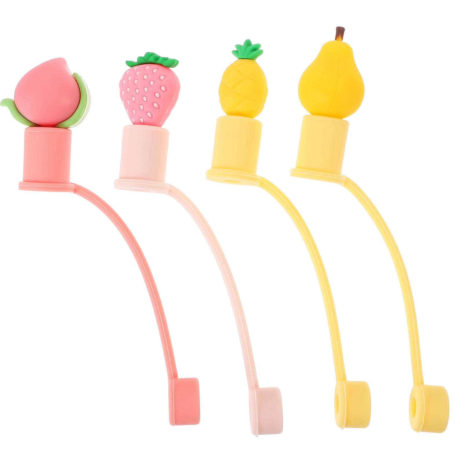 4pcs Cartoon Fruits Straw Covers Adorable Straw Dust Covers Drinking