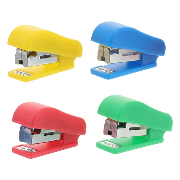 4pcs Cartoon Mini Desktop Stapler Hand Stapler Office Home Stapler (Random Color)