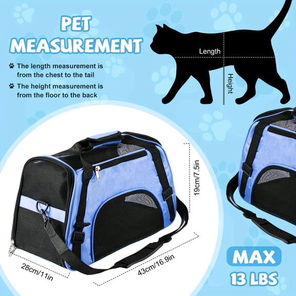 4pcs Cat Carrier Soft Pet Carrying Bag for Cat Under 13lbs, 16.9X 11x 7.5 Inch, Soft Sided Foldable Comfortable Portable Bag for Small Pet Travel (Black, Gray, Pink, Blue)