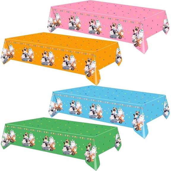 4pcs Cat Tablecloths, Cat Birthday Decorations Party Supplies