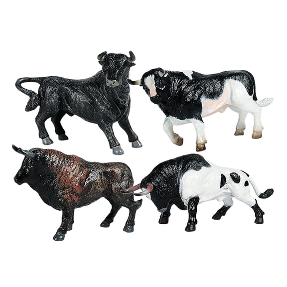 4pcs Cattle Figurine Simulated Bull Realistic Animals Cow Educational A