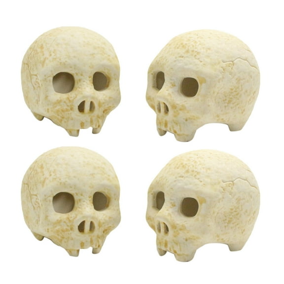 4pcs Ceramics Halloween Skull Decoration Reusable Halloween Party Layout Prop Decoration Simulation Stove Burning Props
