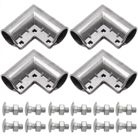 4Pcs Chain Link Fence Gate Corner Brackets, with 12 Bolts, Fits 1‑3/8" x 1‑3/8" OD Pipe, Outdoor Fence Gate Hardware