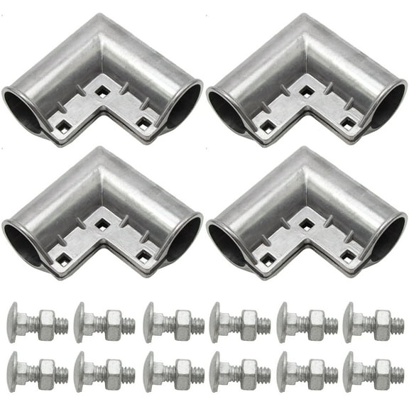 4pcs Chain Link Fence Gate Corners, Chain Link Gate Hardware with 12pcs Bolts, Replacement for 1 3/8" x 1 3/8" Outdoor Diameter Pipe