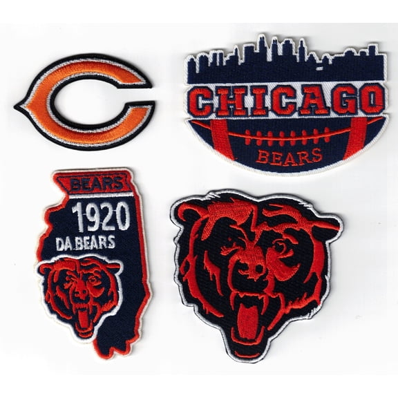 4pcs Chicago Bears Embroidered 3in Iron On Patches