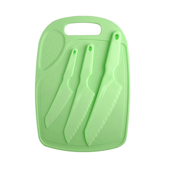 4pcs, Child-Safe Utility Knife Set for Cake, Fruits, Vegetables, and More - Plastic Knives and Cutting Board - Perfect Baking Tools and Kitchen Gadgets for Kids and Adults