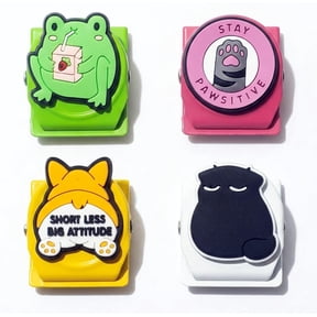 4pcs Chip Clips, Clips for Chips and Other Food Bags, Fridge Magnets Refrigerator Magnets, Magnet whiteboardKitchen (Angry Cat)