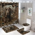 thumbnail image 1 of 4pcs Chocolate Labrador Shower Curtain Sets with Rugs, Toilet Lid Cover and Bath Mat, Mallard Duck Dog Nature Animal Bathroom Curtains Decor Shower Curtains, 72" X 72", 1 of 8