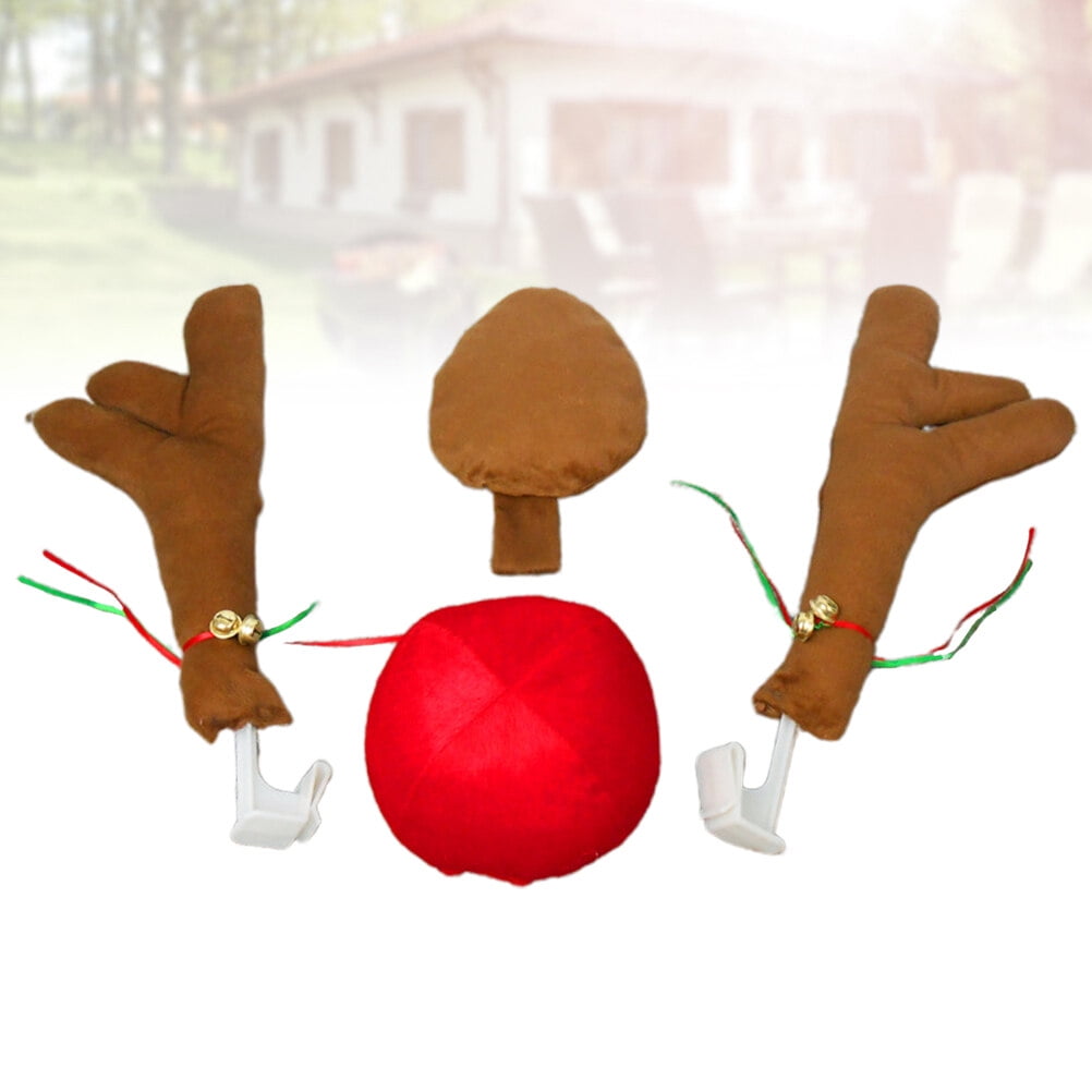 4pcs Christmas Auto Decor Car Windows Reindeer Deer Elk Antlers Nose