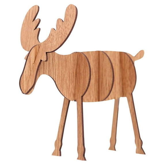 4pcs Christmas Deer Elk Props Wooden Splicing Tabletop Ornaments Decoration for Xmas (A1+A2+B1+B2)
