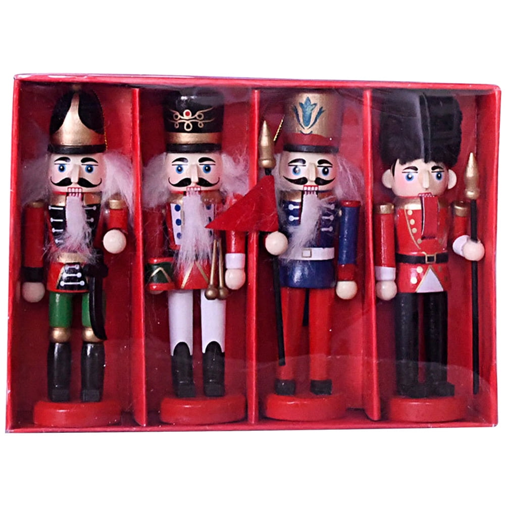 4pcs Christmas Hanging Nutcracker Wooden Nutcracker Ornament Xmas