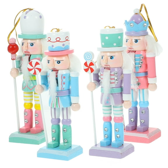 4pcs Christmas Nutcracker Ornaments Wood Hanging Nutcrackers Small Nutcracker