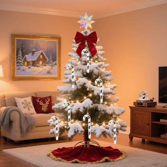 4pcs Christmas Plastic Walking Stick Ornaments, Festive Candy Cane-Shaped Decorations, Cute Hanging Pendants for Christmas Tree Home Holiday Party Decor, Durable Lightweight Design, 1.6*5.9in, Gold