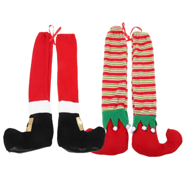 4pcs Christmas Table Leg Socks Decorative Chair Feet Covers Floor Protectors for Home Office Santa and Elf Walmart