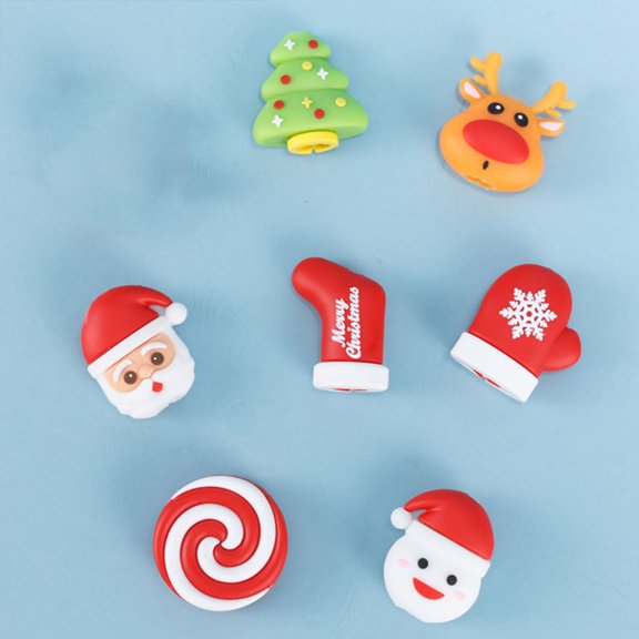 CIMAXIC 4Pcs Christmas Cable Winder Saver with Snowman Glove Tree Patterns for Data Cables