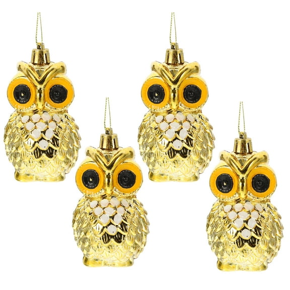 HOMEMAXS 4pcs Christmas Themed Owl Shape Hanging Ornament Christmas Hanging Pendants