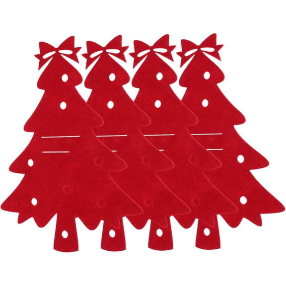 4pcs Christmas Tree Cutlery Bag Knife Fork Covers Silverware Holder Fabric Christmas Table Decor Thanksgiving Party