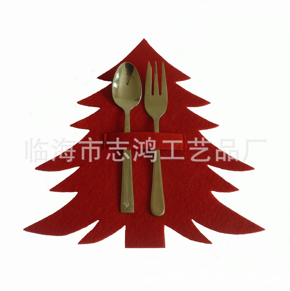 4pcs Christmas Tree Cutlery Holders Silverware Holders Xmas Theme