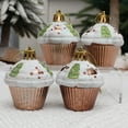 4pcs Christmas Tree Decoration Artificial Cupcake 2025 New Year Xmas