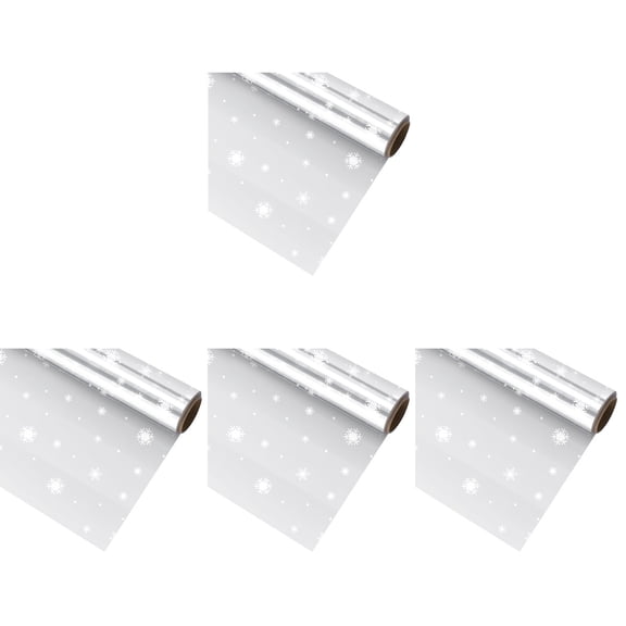 PartyKindom Clear Christmas Cellophane Wrapping Roll with Snowflakes 4Pcs