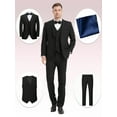 thumbnail image 1 of 4pcs Classic Business Suit - High Quality, Fashionable Lapel, Including Blazer, Vest, Pants, Pocket Square, Suitable For Weddings, Parties, Formal Events, Business Meetings, And Special Occasions, 1 of 9