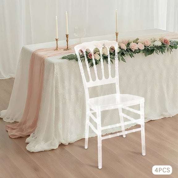 4pcs Clear Chairs Makeup Stools Modern Wedding Venue Dining Chairs 38*38cm-Seat