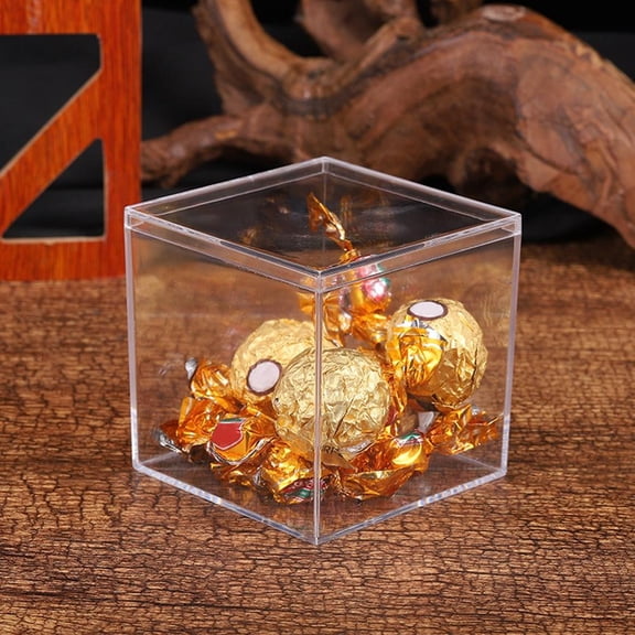 4pcs Clear Cube Acrylic Storage Boxes Organizer Containers