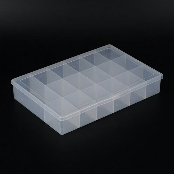 4pcs Clear Plastic Storage Container With Lid 17 Compartments 18cm wide 27cm long 4.6cm high
