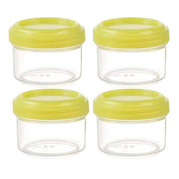 4pcs Clear Small Plastic Containers with Lids, Leakproof Dressing Container for Sauce Condiment Soup Salad Ice Cream Snack, Portable Stackable Storage Jars, Overnight Oats Containers, 35ml Green