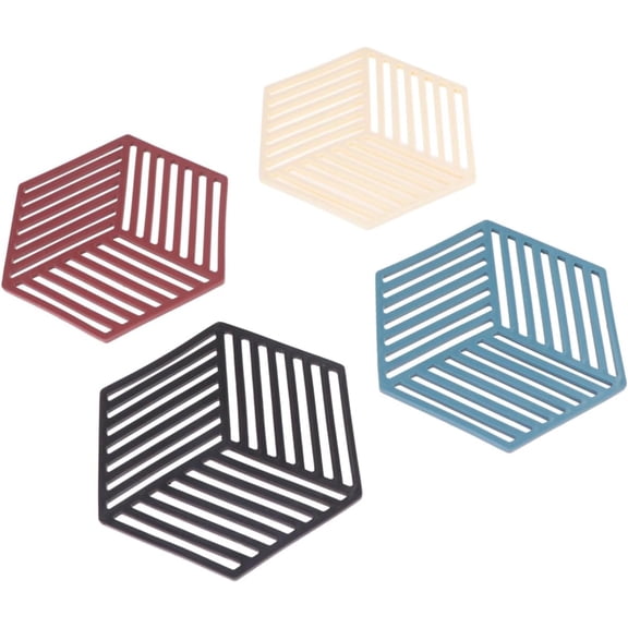 4pcs Coasters for Dining Table Silicone Pot mat hot Pot pad Antiskid Coasters Plant Drinks Terry