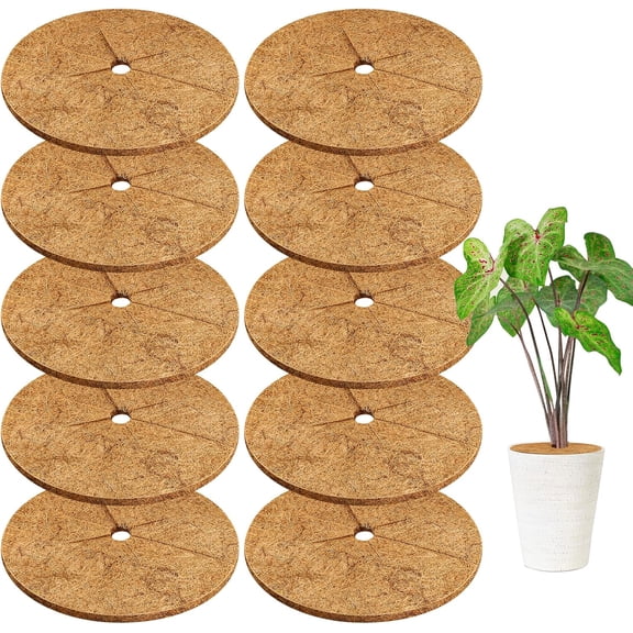 4pcs Coconut Fiber Mulch Ring Tree Plant Protector Mat, 11.8 Inch Natural Coco Coir Tree Protection Ring Plant Pot Soil Cover, Tree Rings Disc Plant Cover for Indoor Outdoor Plants,Landscaping