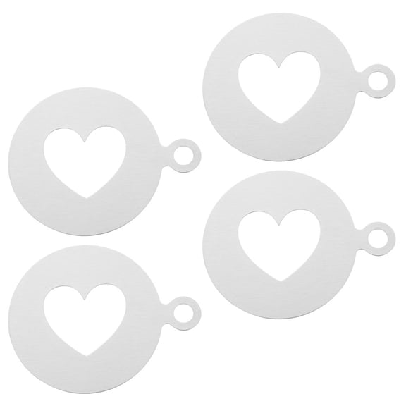 NIAIZEK Plated Silver Coffee Stencils, Stainless Steel, for DIY Latte and Cappuccino, 4Pcs
