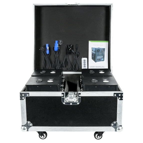 JAJALUYA 700W Cold Spark DMX Machine 4-Pack - 3-Gear Adjustable w/Flight Case for Wedding/DJ