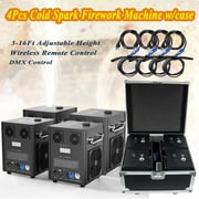 4pcs Cold Spark Firework Machine with Flight Case, Smart DMX Control DJ Equipment Machine for Wedding Christmas Party Musical Show