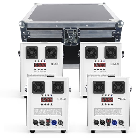 4pcs Cold Spark Machine,3 Gears Height Adjustable DMX Stage Firework Effect Machine with Flight Case for Wedding Stage DJ Disco Dance Show,White