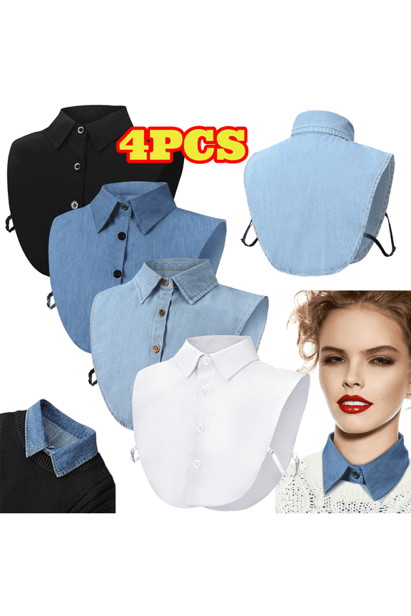 4pcs Collar Detachable Dickey Denim Faux Collars for Women Men Shirt Collar Cuellos Falsos Para Muje
