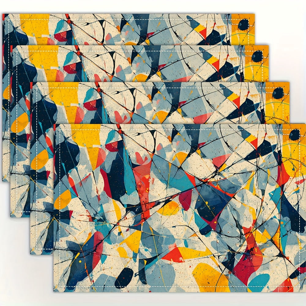 4pcs, Collection abstract style Abstract placemats, fashion print ...