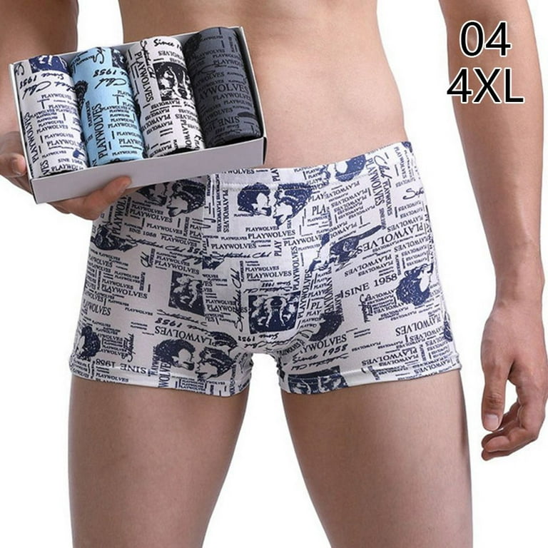 4pcs Comfortable Color Printed Panty Exquisitely Boxed Man Underwear Plus  Size Boxer Briefs Men Underpant XXXXL 04 