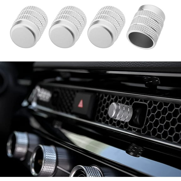 4pcs Compatible with Honda Civic CRV 2025 2024 2023 Accessories Car Center Console Cover Air Vent knob Caps Interior Decoration Cover Trims -Silver