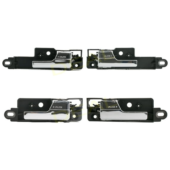4pcs Complete Front+Rear Passenger+Driver Black Base Chrome Lever Interior Door Handle Replacement Kit Compatible With 06-12 Ford Fusion 06-11 Mercury Milan 06 Lincoln Zephyr 07-12 MKZ