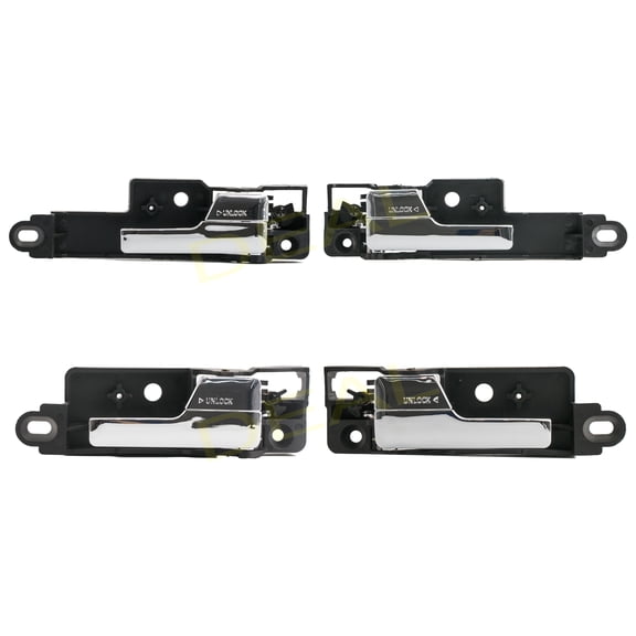 4pcs Complete Front+Rear Passenger+Driver Black Base Chrome Lever Interior Door Handle Replacement Kit Compatible With 06-12 Ford Fusion 06-11 Mercury Milan 06 Lincoln Zephyr 07-12 MKZ