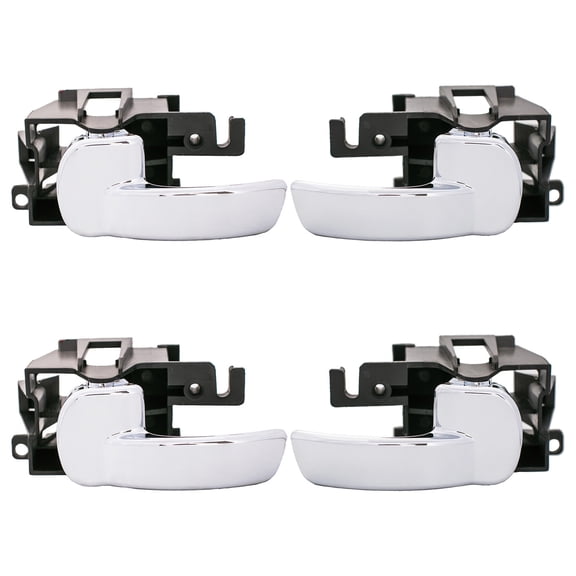 4pcs Complete Left+Right Front+Rear Side Black/Chrome Lever Interior Door Handle Replacement Kit Pair Compatible With Nissan 05-12 Pathfinder 05-15 Xterra 05-19 Frontier