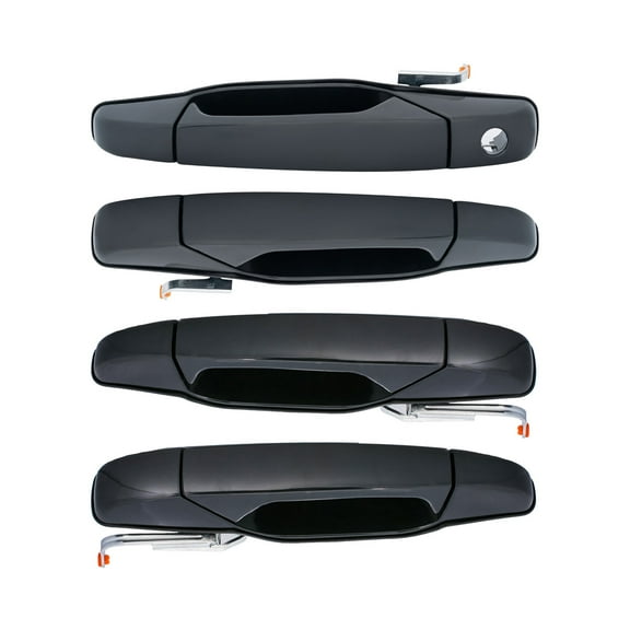 4pcs Complete Left+Right Front+Rear Side Black Exterior Door Handle Compatible With Chevy/GMC/Cadillac 07-13 Avalanche/Silverado/Sierra New Body Crew Cab 07-14 Suburban/Tahoe/Yukon/XL/Escalade/ESV/EXT