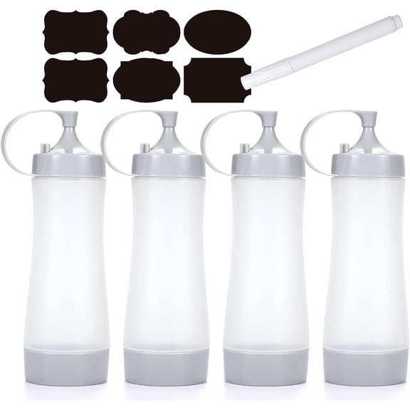 4pcs Condiment Squeeze Bottles, Ketchup Squeeze Bottles, 12 oz Plastic Squeeze Bottles