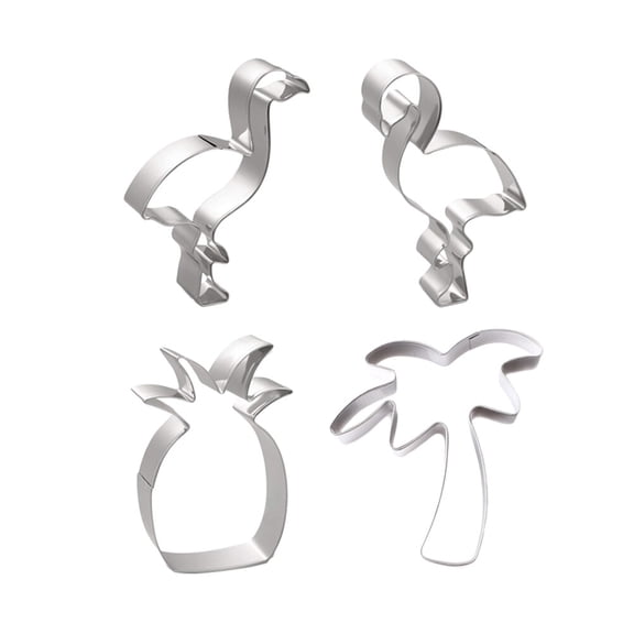4pcs Cookie Cutters Stainless Steel Cake Mould Fondant Biscuit Cutters DIY Pineapple Coconut Tree Cake Decorating Tools