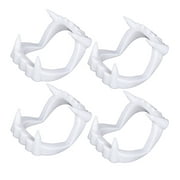 4pcs Cosplay Props Dentures Witches Zombie Dress up Toys Spoof Tooth for Halloween Party (White)