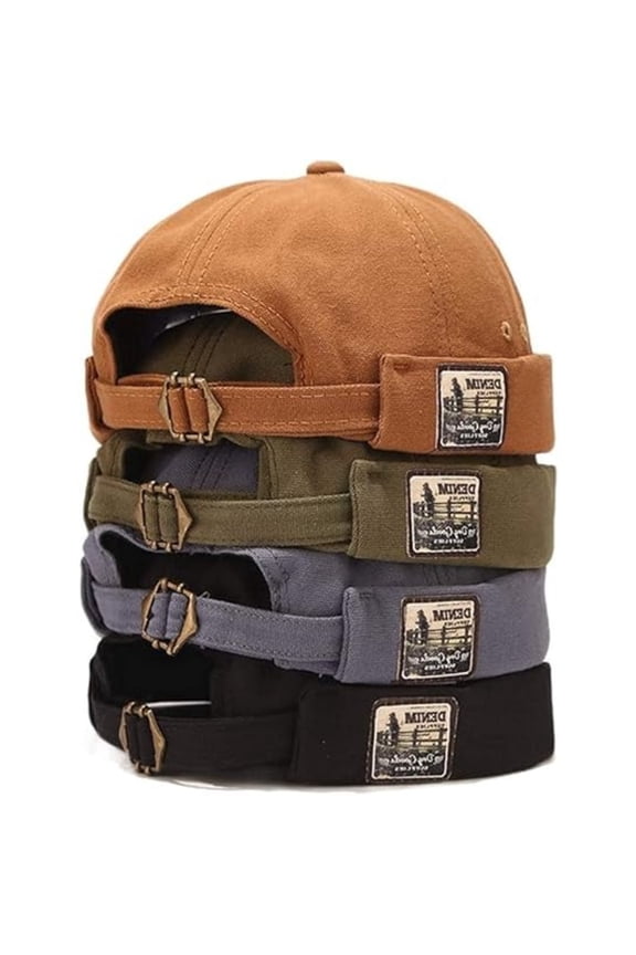 4pcs Cotton Blended Borderless Skullcap Retro Roll-sleeved Beanie Hat Men's Daily Retro Hat